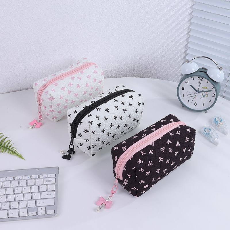 Bow Fabric Makeup Bag