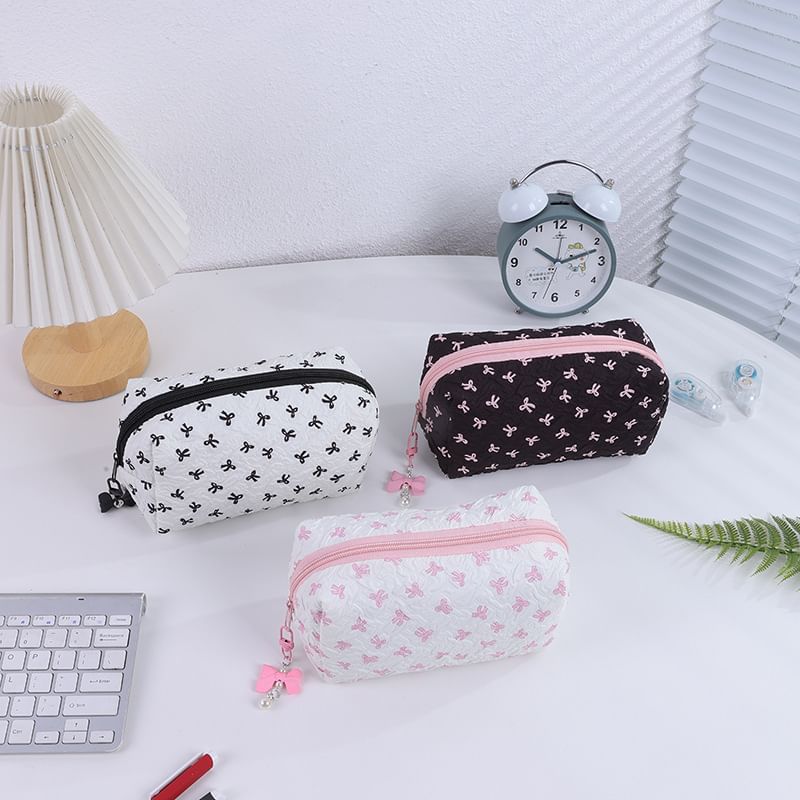 Bow Fabric Makeup Bag