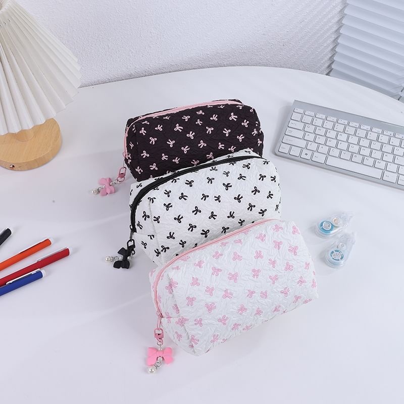 Bow Fabric Makeup Bag