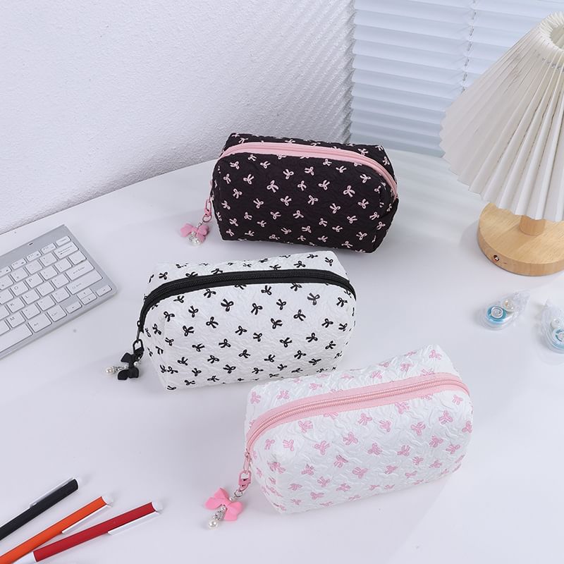 Bow Fabric Makeup Bag