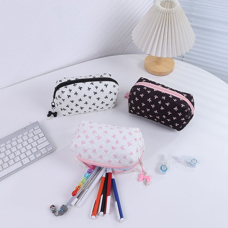 Bow Fabric Makeup Bag