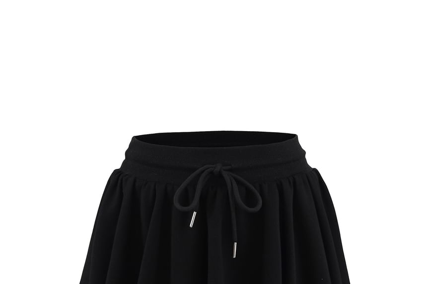 Casual A-Line Midi Skirt with Drawstring Waist