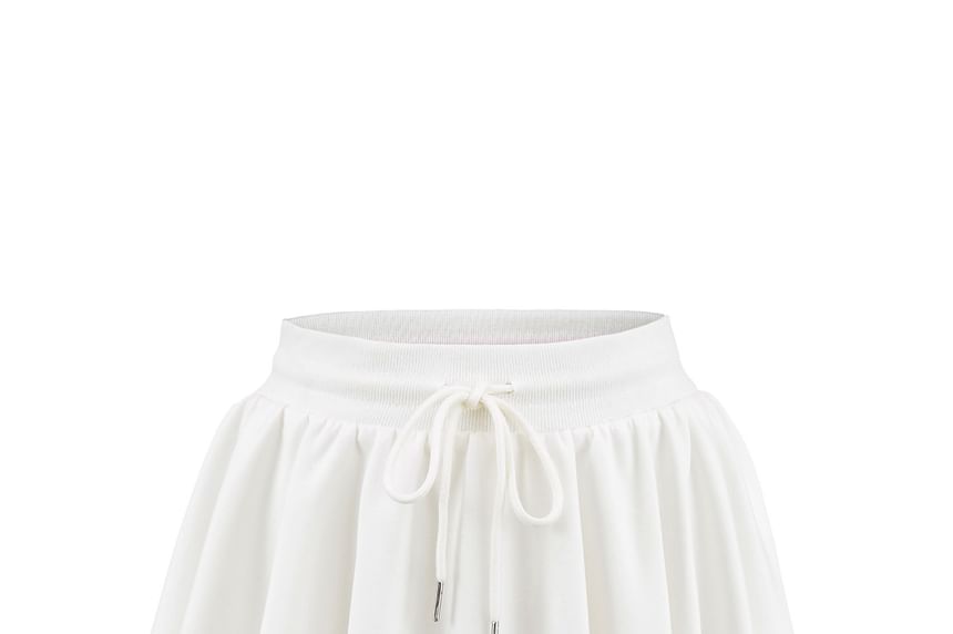 Casual A-Line Midi Skirt with Drawstring Waist