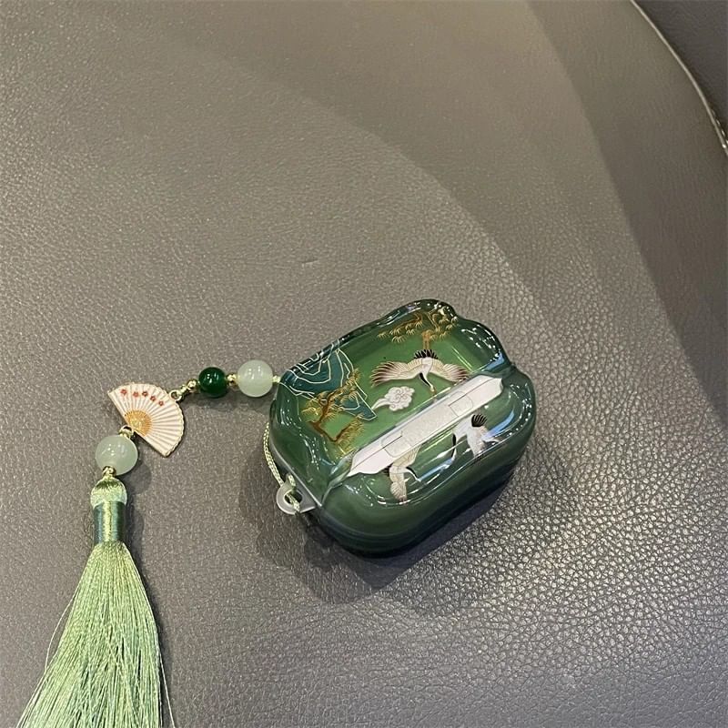 Crane Apple AirPods / Pro Earphone Case Skin / Tassel Charm / Set