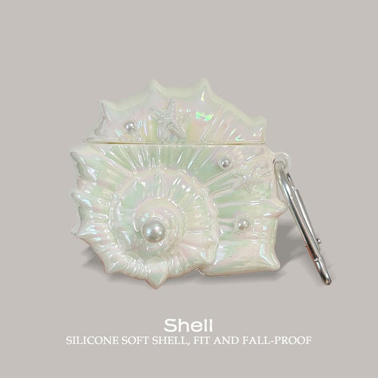 Shell AirPods Earphone Case Skin / Faux Pearl Strap / Set