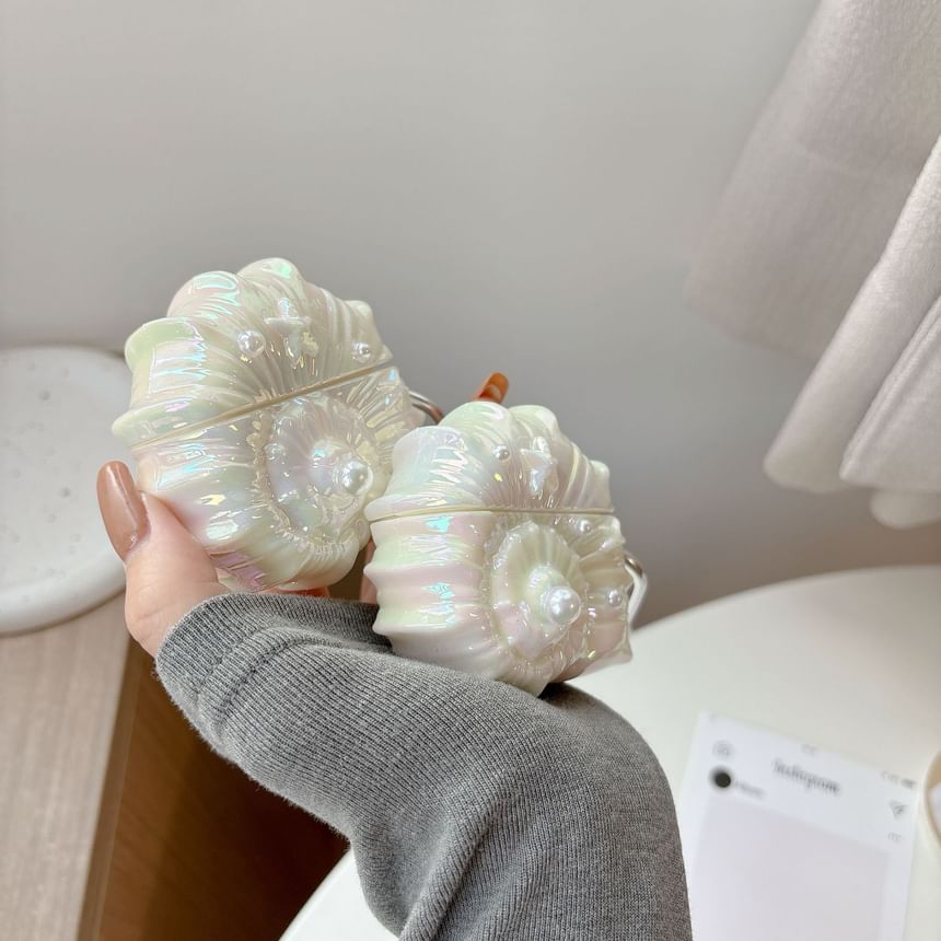 Shell AirPods Earphone Case Skin / Faux Pearl Strap / Set