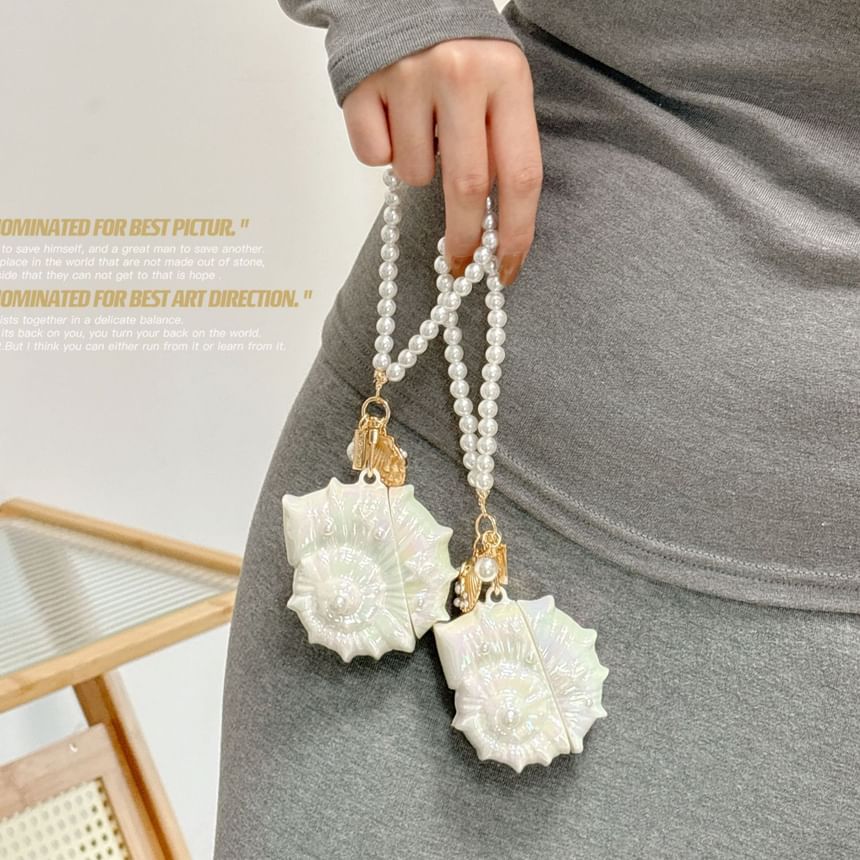 Shell AirPods Earphone Case Skin / Faux Pearl Strap / Set