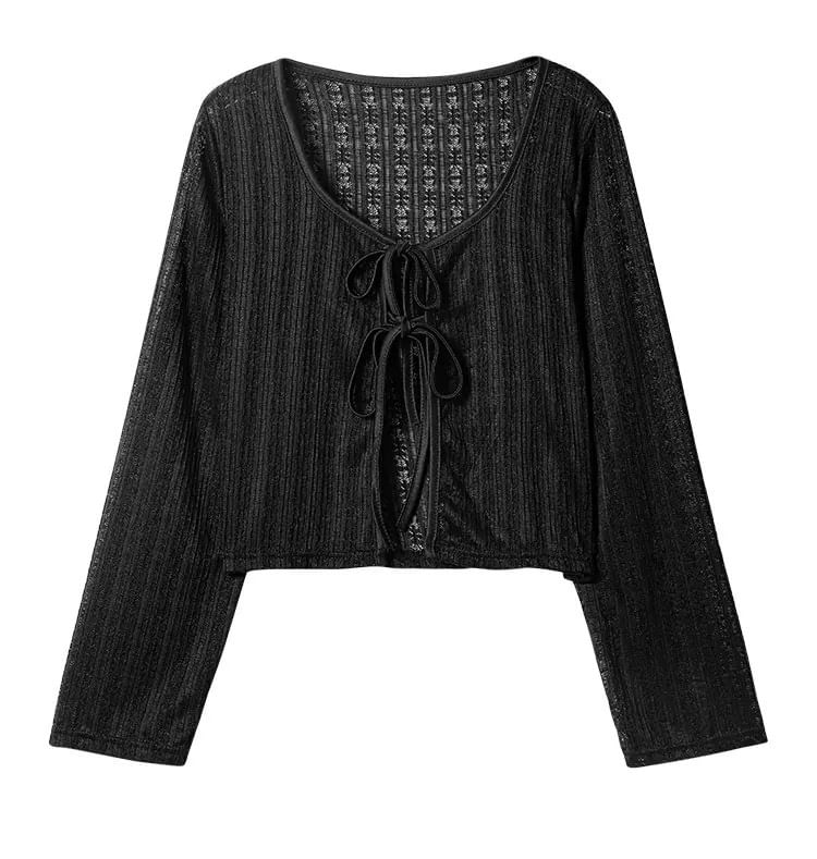 Bell Sleeve V-Neck Crochet Knit Cardigan