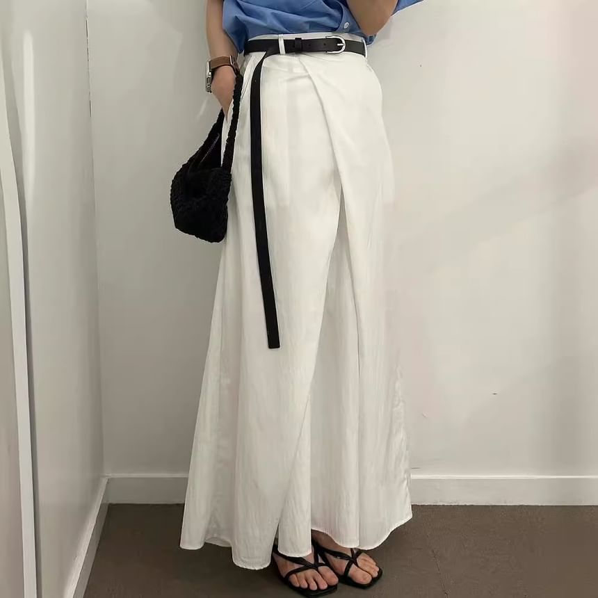 Plain Maxi A-Line Skirt - High Waist
