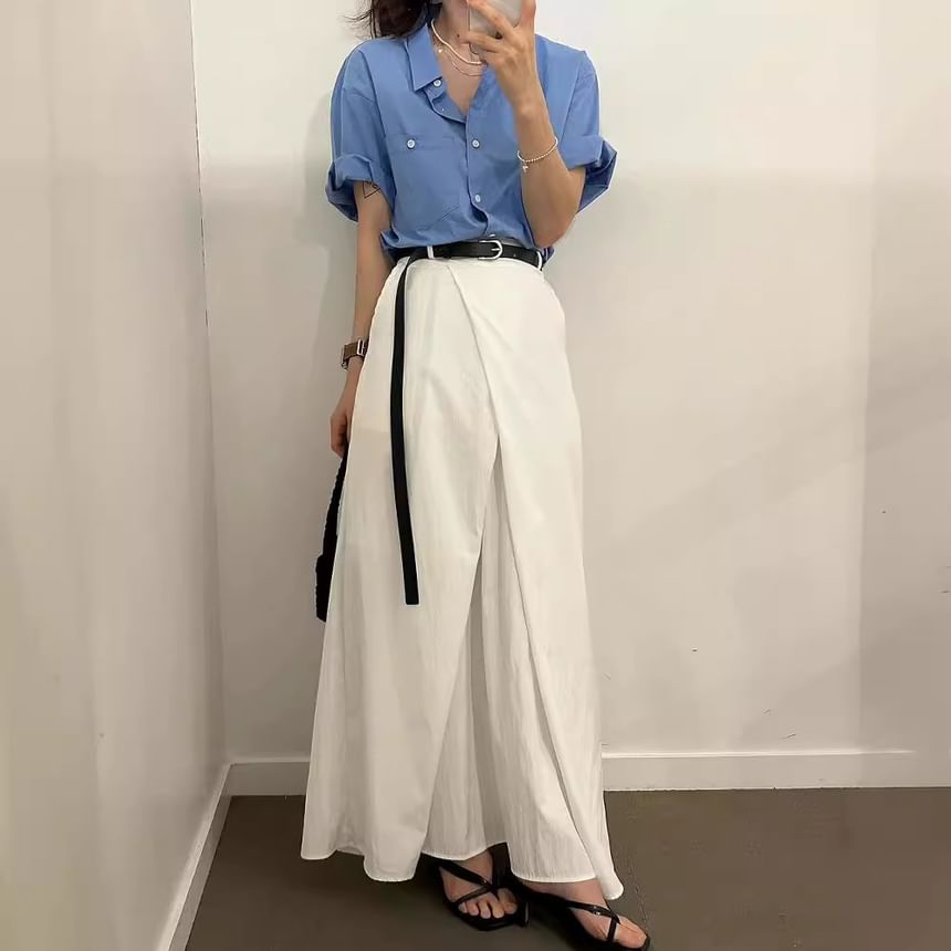 Plain Maxi A-Line Skirt - High Waist