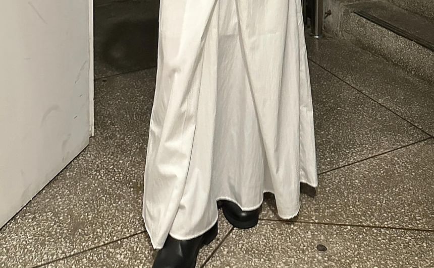 Plain Maxi A-Line Skirt - High Waist