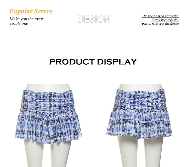 Ruched Halter Crop Top and Low-Rise Mini Skirt Set