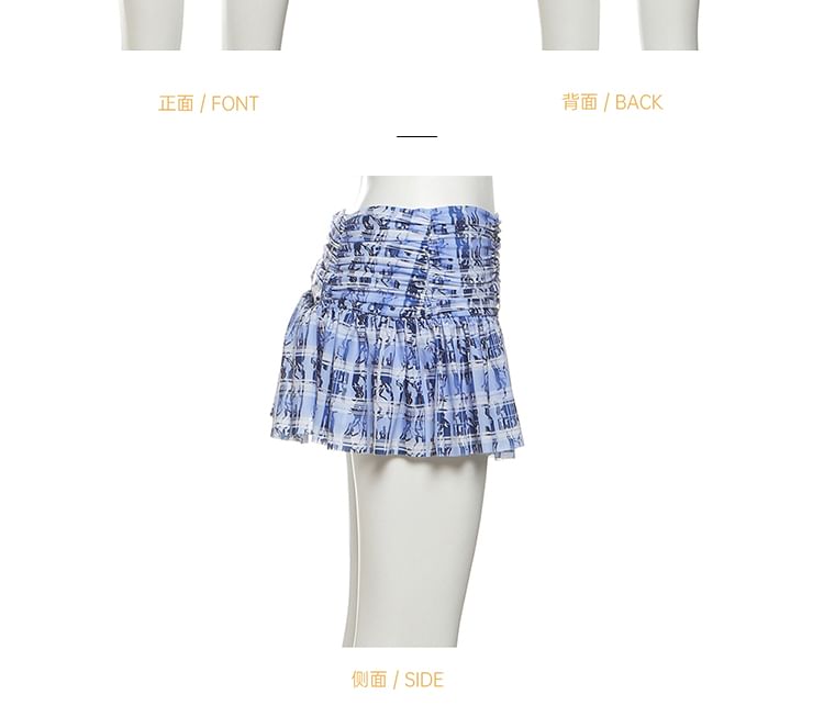 Ruched Halter Crop Top and Low-Rise Mini Skirt Set