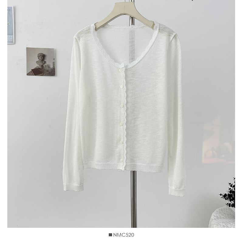 Long Sleeve Lace Trim Cardigan