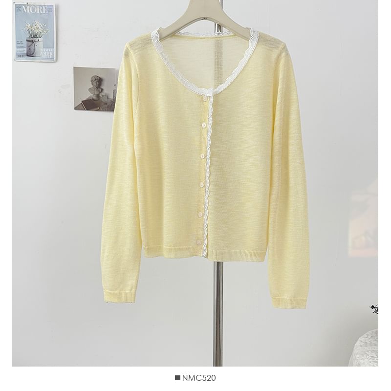 Long Sleeve Lace Trim Cardigan