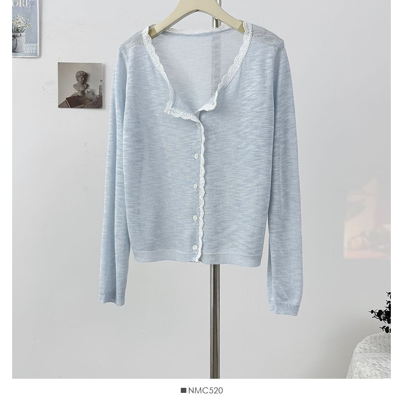 Long Sleeve Lace Trim Cardigan
