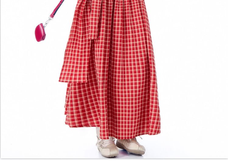 Asymmetric Plaid Maxi Skirt with High-Rise Waist