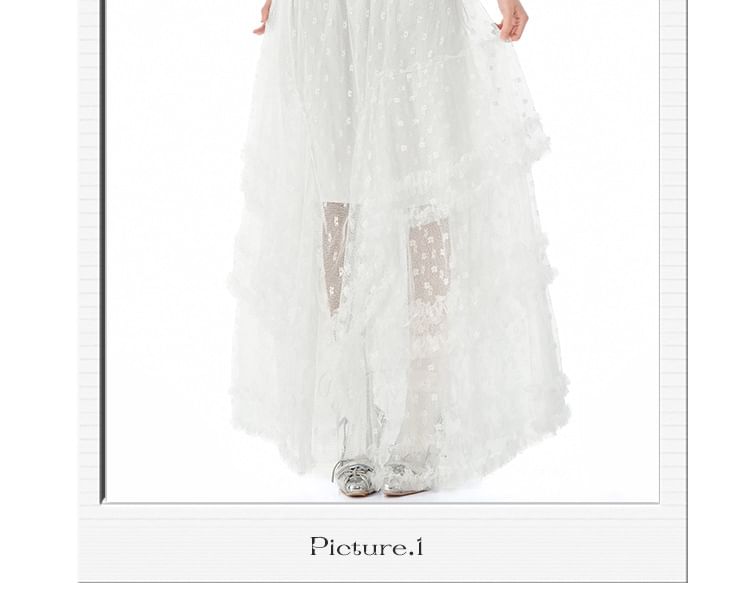 Lace-Trimmed Maxi Skirt with High-Rise Fit