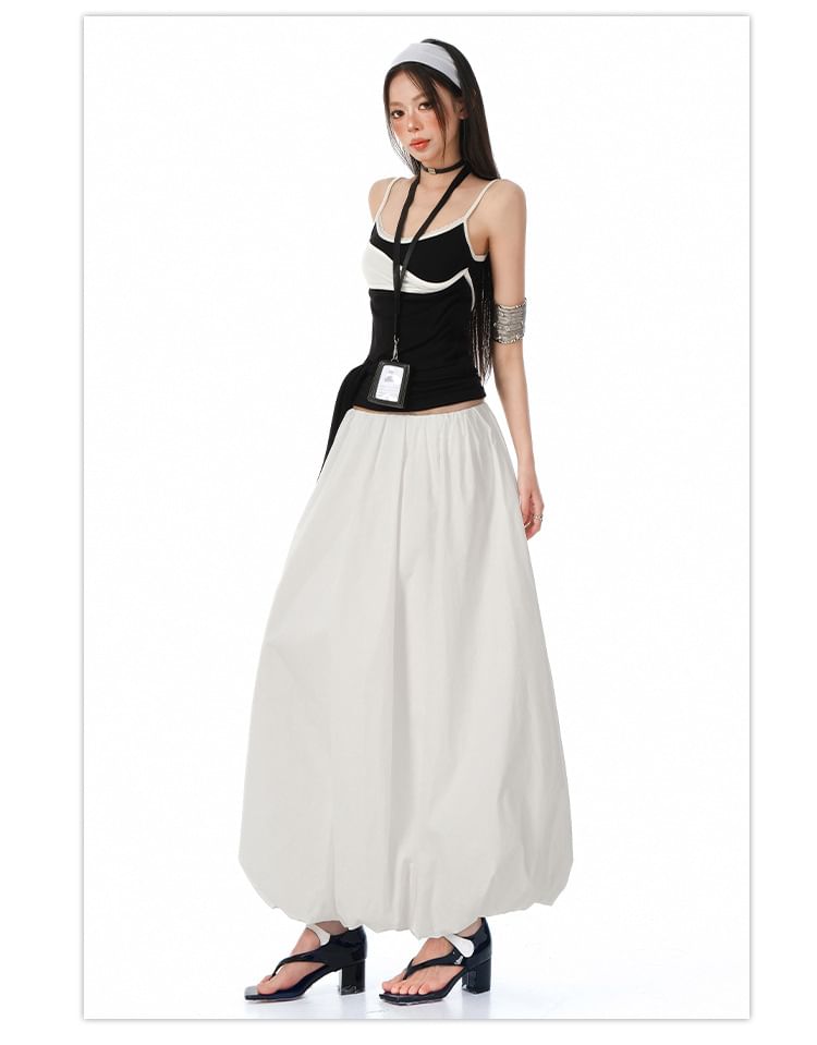 High-Rise Maxi Skirt in Simple Solid Color