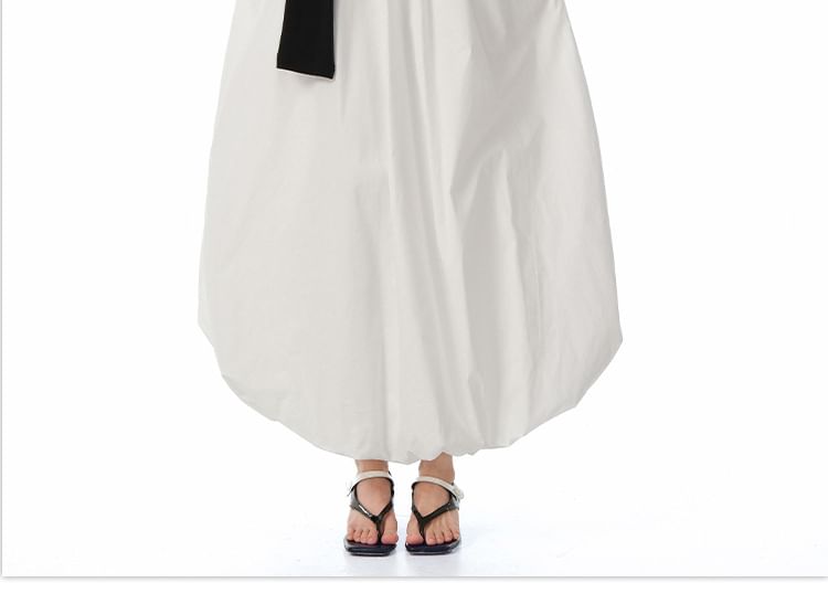 High-Rise Maxi Skirt in Simple Solid Color