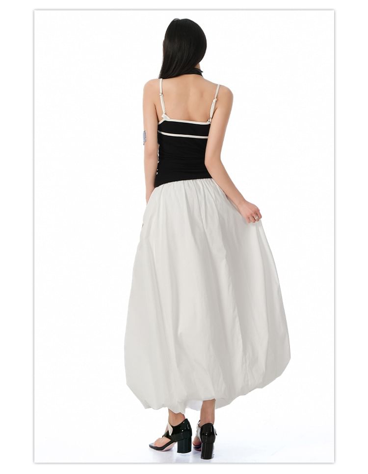 High-Rise Maxi Skirt in Simple Solid Color