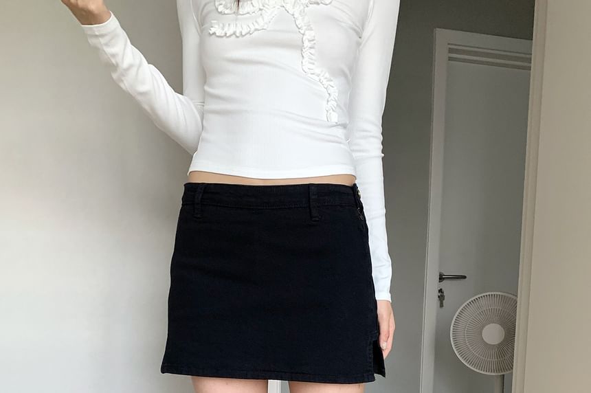 Denim Mini Skirt with High-Rise A-Line Silhouette