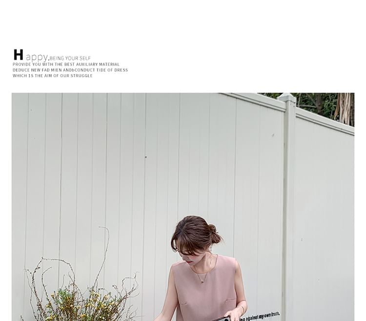 Sleeveless Top and Button-Up Pencil Skirt Ensemble