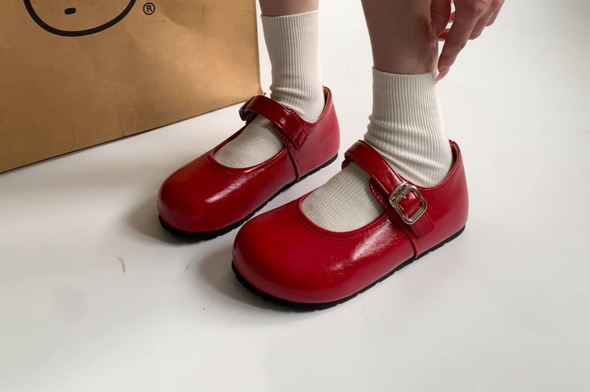 Plain Faux Leather Mary Jane Shoes
