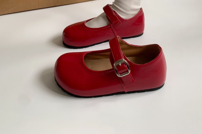 Plain Faux Leather Mary Jane Shoes