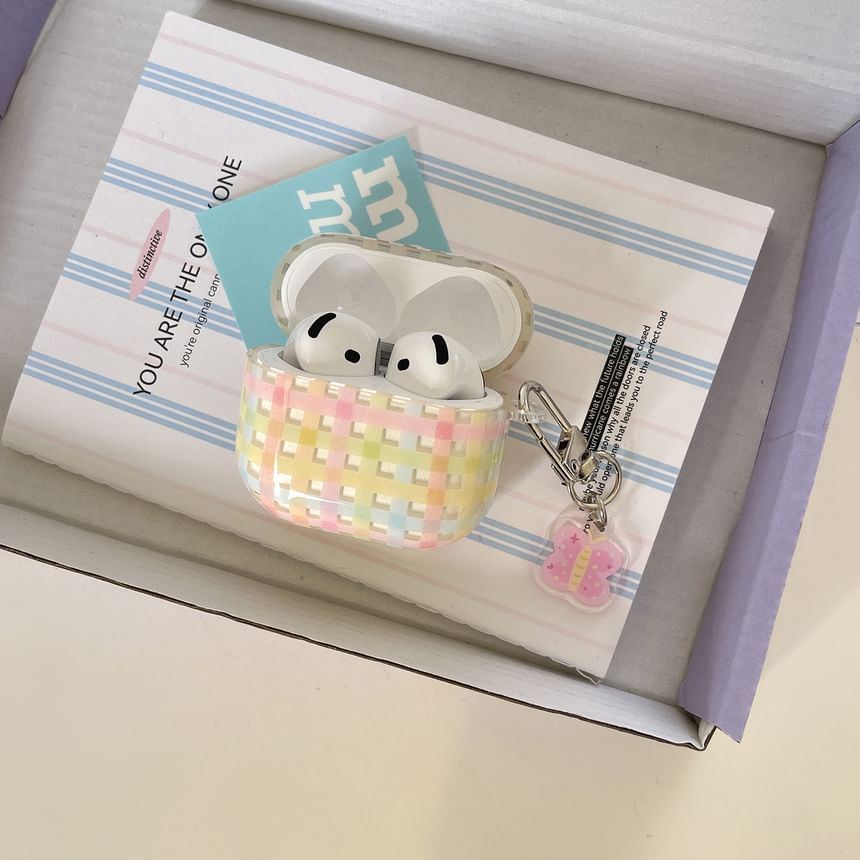 Plaid Apple AirPods / Pro Earphone Case Skin / Charm / Set