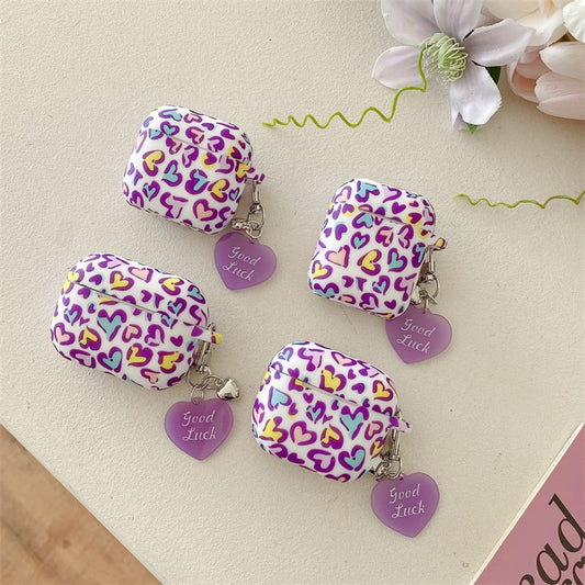 Heart Leopard Print Apple AirPods / Pro Earphone Case Skin with Charm