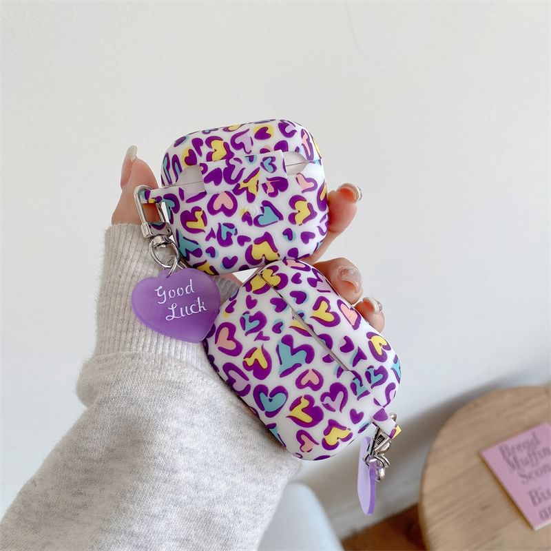 Heart Leopard Print Apple AirPods / Pro Earphone Case Skin with Charm