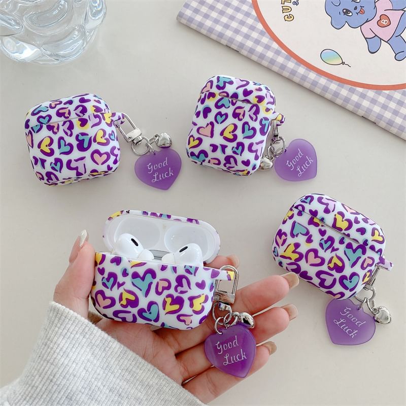 Heart Leopard Print Apple AirPods / Pro Earphone Case Skin with Charm