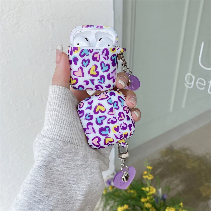 Heart Leopard Print Apple AirPods / Pro Earphone Case Skin with Charm