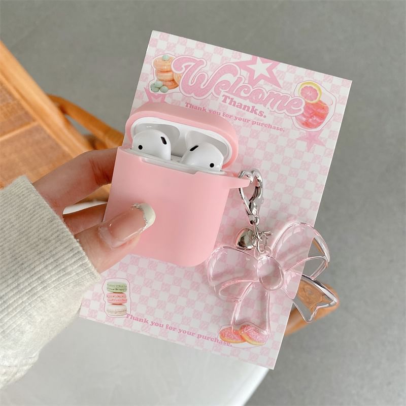 Plain Apple AirPods / Pro Earphone Case Skin with Bow Charm