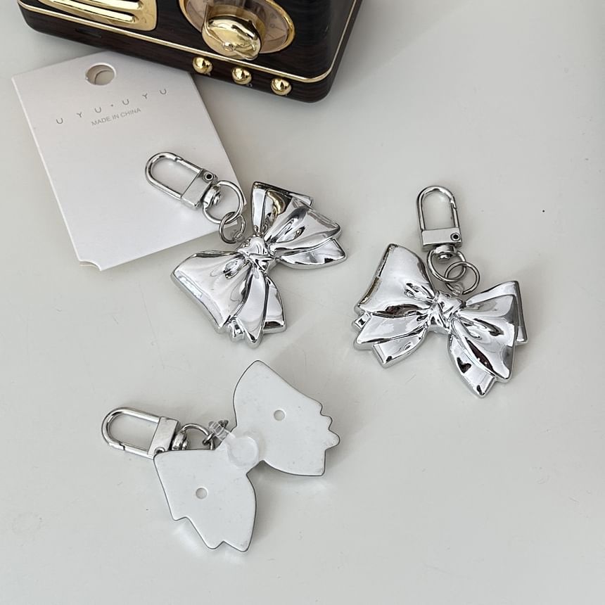Bow Metallic Resin Bag Charm Keyring