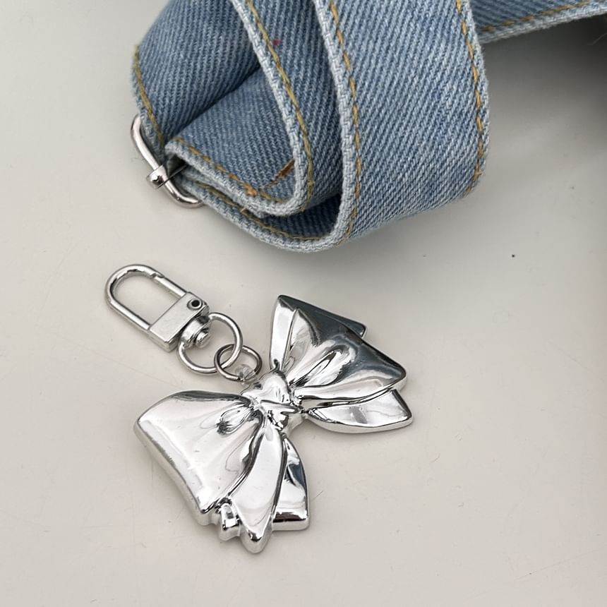 Bow Metallic Resin Bag Charm Keyring
