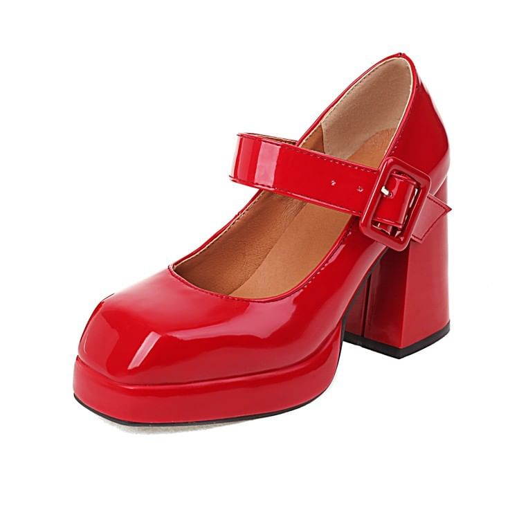 Plain Platform Chunky Heel Mary Jane Shoes