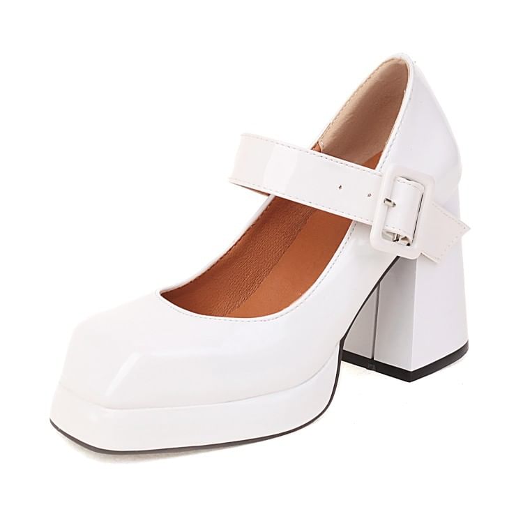 Plain Platform Chunky Heel Mary Jane Shoes