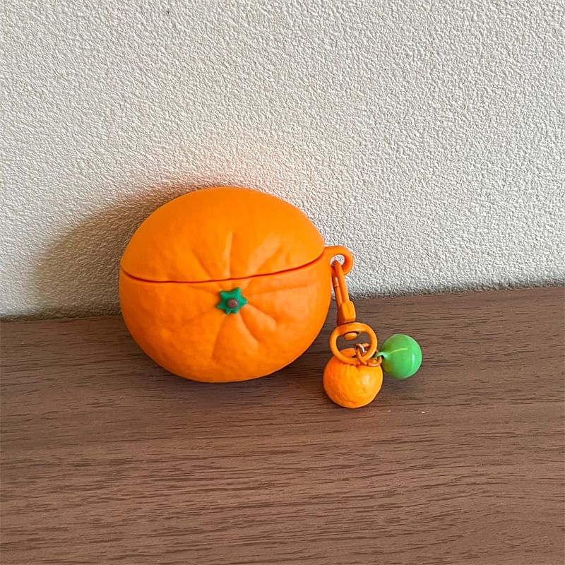 Orange Apple AirPods / Pro Earphone Case Skin with Charm