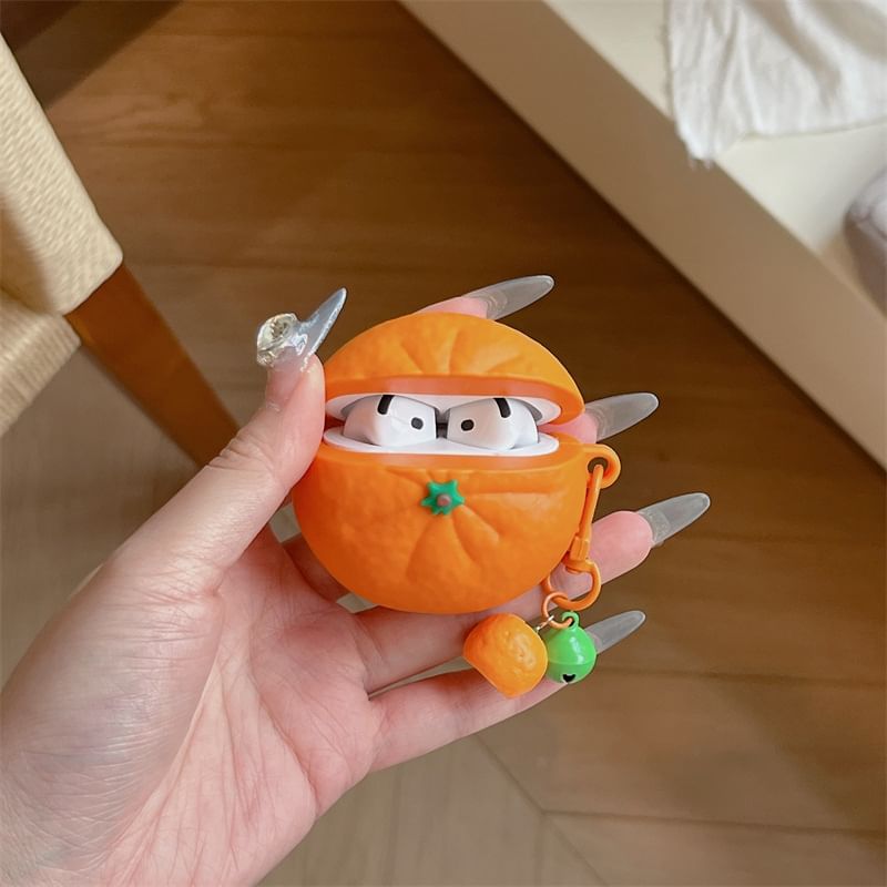 Orange Apple AirPods / Pro Earphone Case Skin with Charm