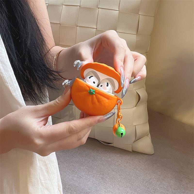 Orange Apple AirPods / Pro Earphone Case Skin with Charm