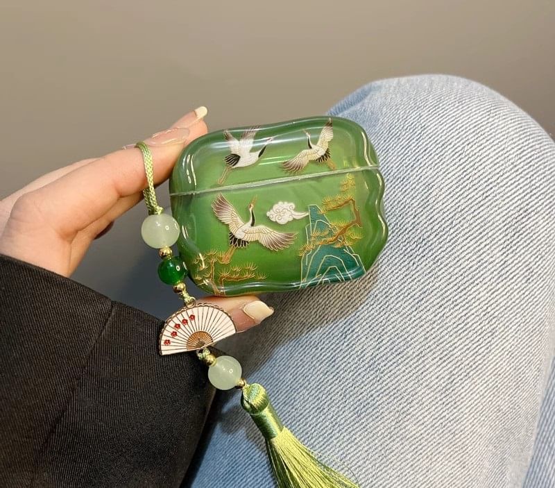 AirPods Set / Charm Earphone Skin Apple Pro Tassel Crane Case