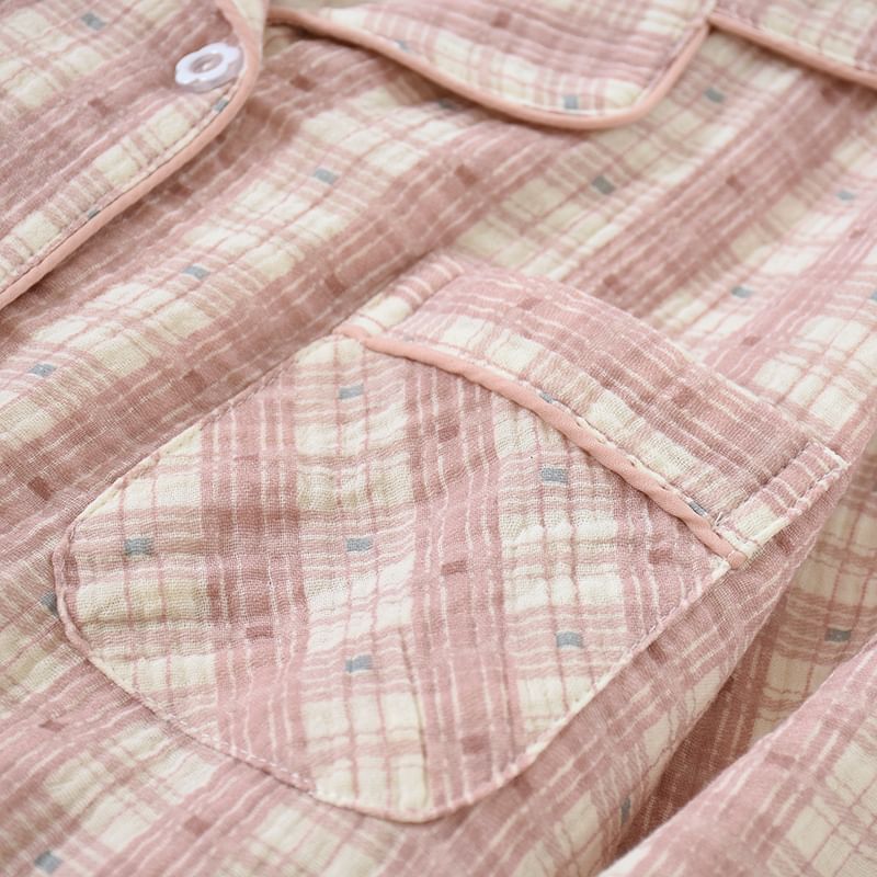 Couple Matching Lapel Collar Plaid Button Pajama Top / Lounge Shorts / Pants (Various Designs)