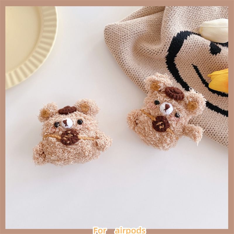 Chenille Biscuit Backpack Bear AirPods Case Protection Cover