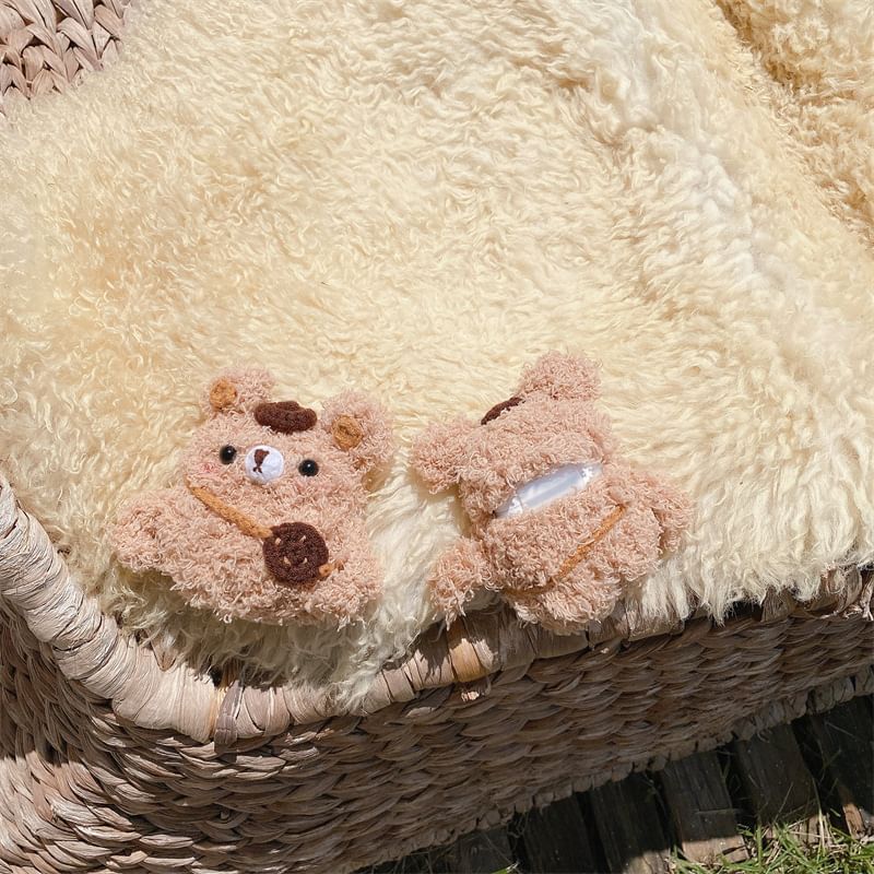 Chenille Biscuit Backpack Bear AirPods Case Protection Cover