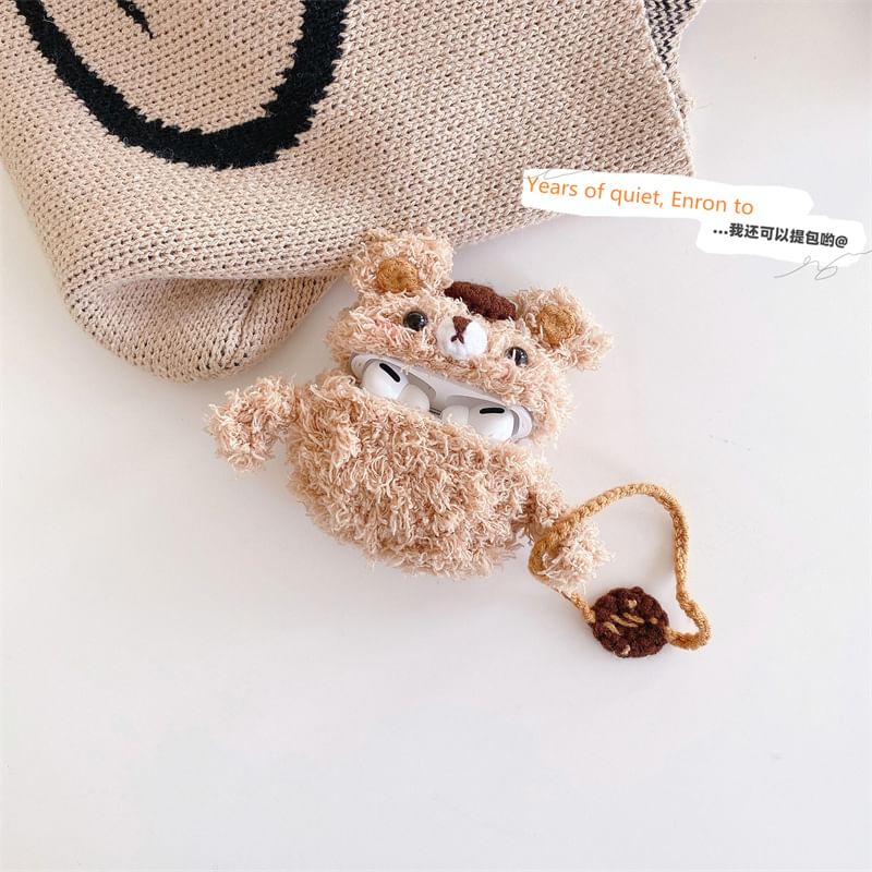 Chenille Biscuit Backpack Bear AirPods Case Protection Cover