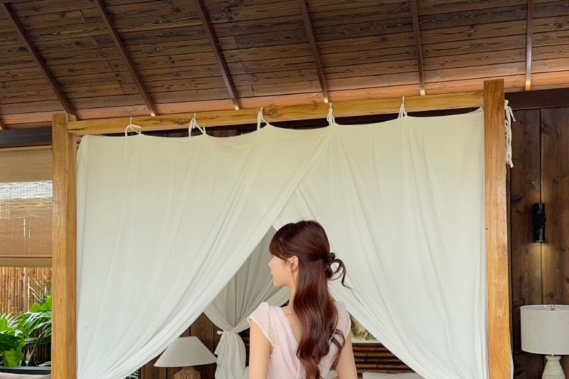 Black Cap Sleeve Square Neck Maxi A-Line Dress - Altfashion Shop