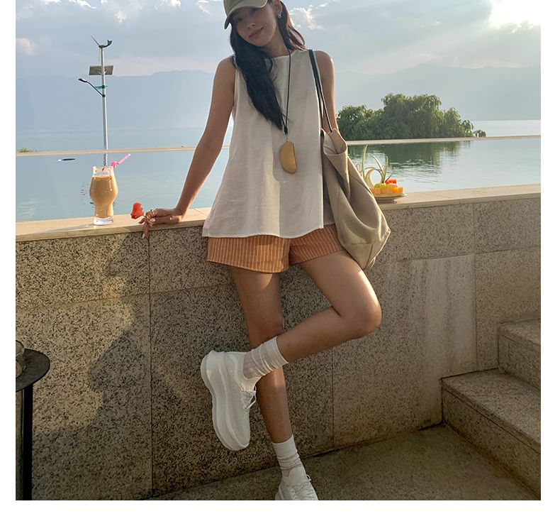 V-Neck Plain Sleeveless Top
