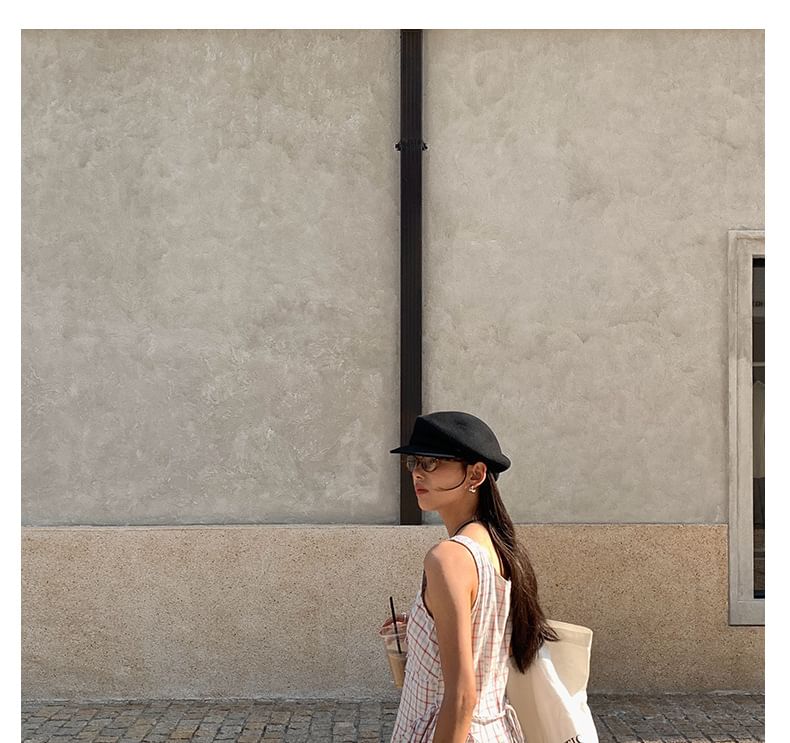 Plaid V-Neck Sleeveless Maxi A-Line Dress - Altfashion Shop